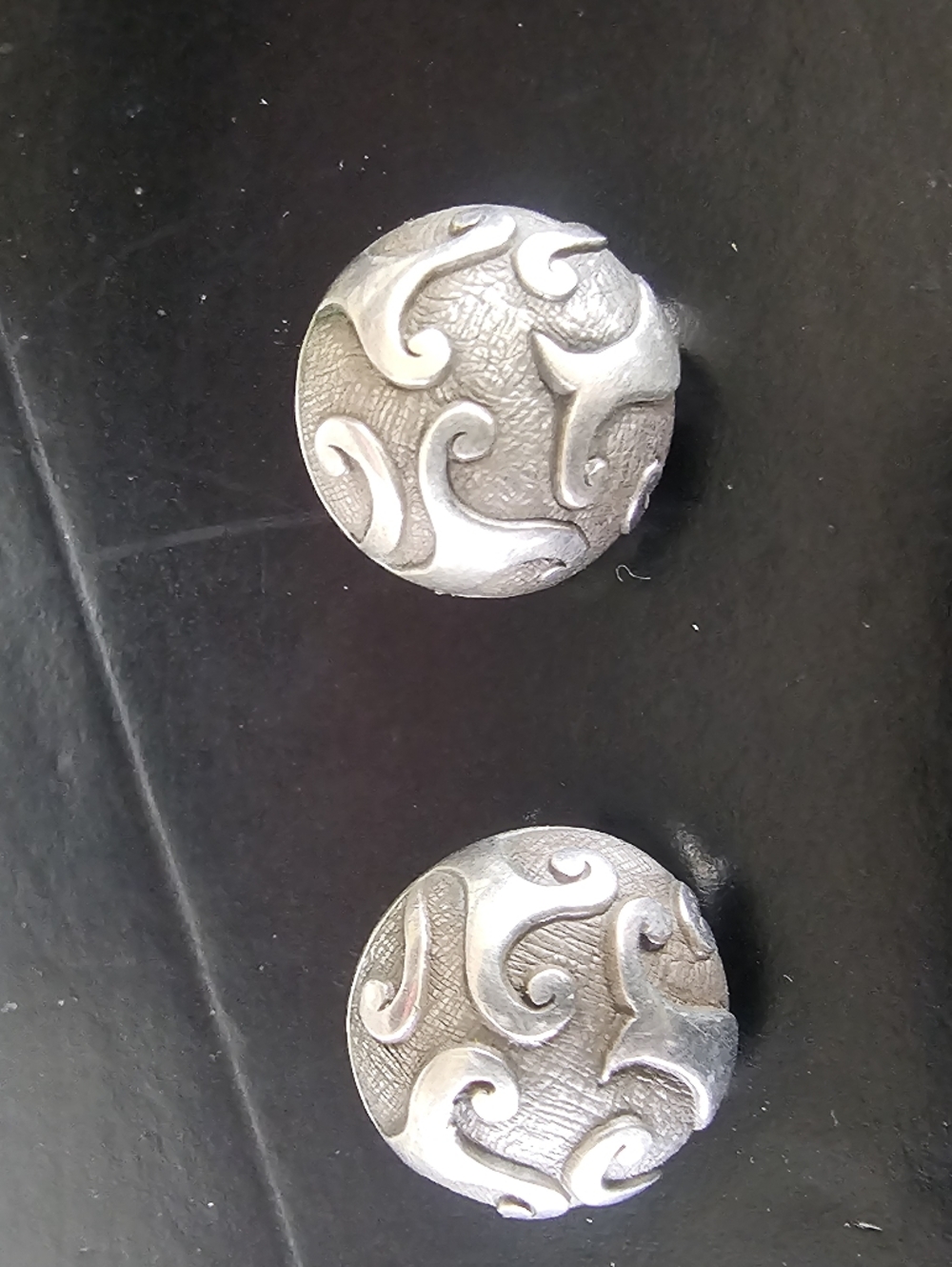Vintage 925 Sterling Silver Scroll Textured Dome Stud Earrings | Artisan Button